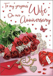 In this anniversary card image, romance plays out across a shimmering surface that could easily belong to a sunlit table in a Waterloo apartment. A lush arrangement of deep red roses is draped diagonally across the composition, each flower full and velvety, their petals opening in layered spirals that catch the light along their edges. The roses nestle into delicate greenery, slender leaves and soft fronds creating a natural frame that makes the blooms appear alive with gentle movement. Beneath them sits a softly folded envelope, its muted tone allowing the vivid reds to stand out, hinting at a personal message penned with care. Nearby, a heart-shaped locket glows with a warm metallic sheen, accompanied by dainty pearls and jewel-like decorations that sparkle subtly, as if touched by the afternoon sun filtering over the Thames. Tiny heart embellishments are scattered like stardust around the card's scripted sentiment, while a single butterfly motif appears to flutter just above, adding a note of whimsy and hope. The colour palette is rich with passionate reds, soft blushes, and delicate highlights of white and gold, evoking the warmth and devotion shared between long-time partners. Every object feels thoughtfully placed, with the kind of attention to detail a local florist might bring to an anniversary bouquet for same-day delivery around Waterloo and the South Bank. The overall impression is one of quiet magic and renewed promises, as if the card invites the couple to pause, remember years already spent together in SE1, and look forward to many more shared dawns and dusks.
